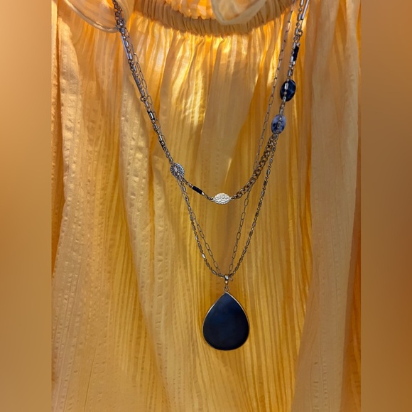 Sara Bella blue stone gold beaded multi layered boho neacklace - Picture 4 of 6